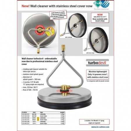 TURBO DEVIL WW301 WALL CLEANER FOR TELESCOPIC LANCE, 300mm DIAMETER