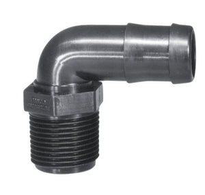 1/4"-1 1/4 90° Hose Barb x Male Thread (select size)