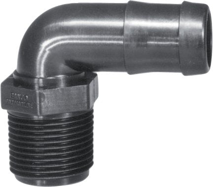 1/4"-1 1/4 90° Hose Barb x Male Thread (select size)