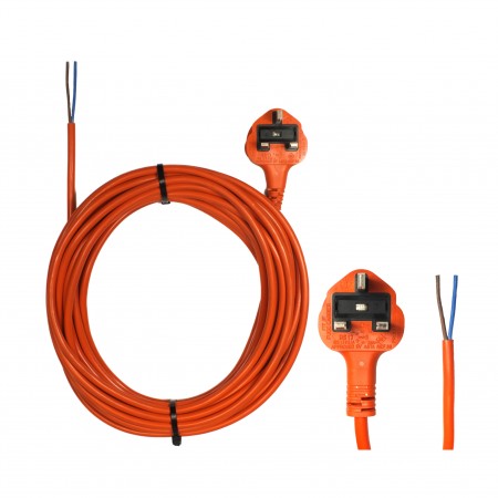 10m, 2 CORE, 1mm CABLE WITH ONE U.K. MOULDED PLUG