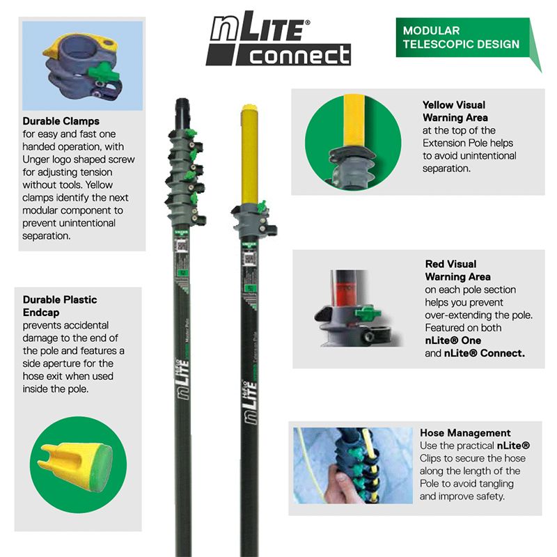 Unger HiFlo NLite CT67G - Carbon Fibre Master Pole 4 Section 22ft / 6.00m
